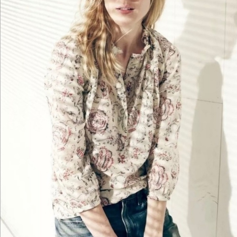 Madewell Shirred Popover in Turkish Garden Size XS - Picture 1 of 8